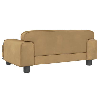 Kids Sofa Brown Velvet, solid pine wood, plastic Mini Durable