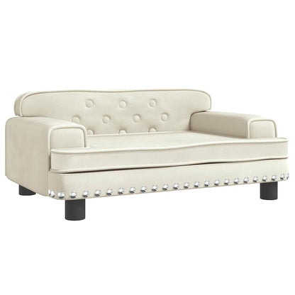 Kids Sofa Cream Velvet (100% polyester), solid pine wood, plastic