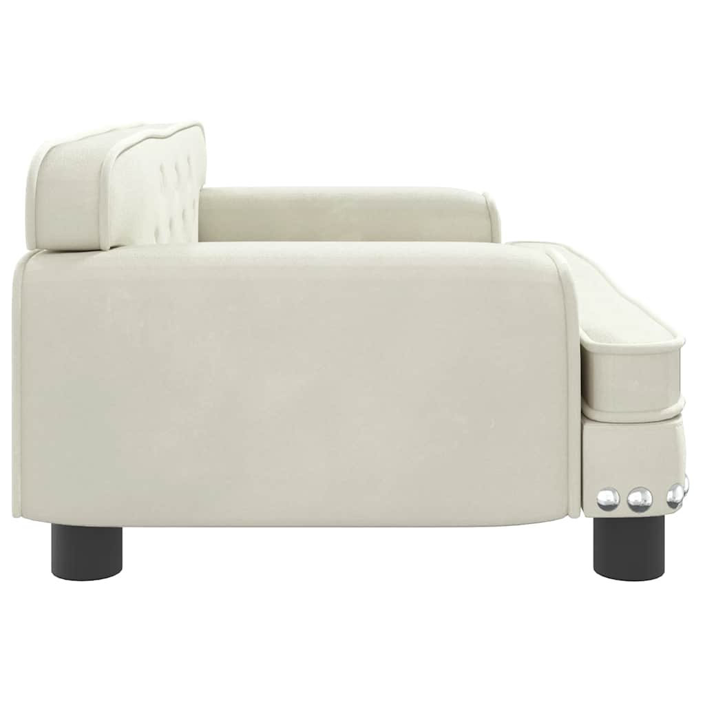 Kids Sofa Cream Velvet (100% polyester), solid pine wood, plastic