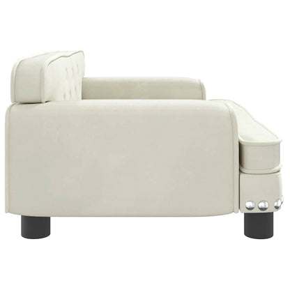 Kids Sofa Cream Velvet (100% polyester), solid pine wood, plastic