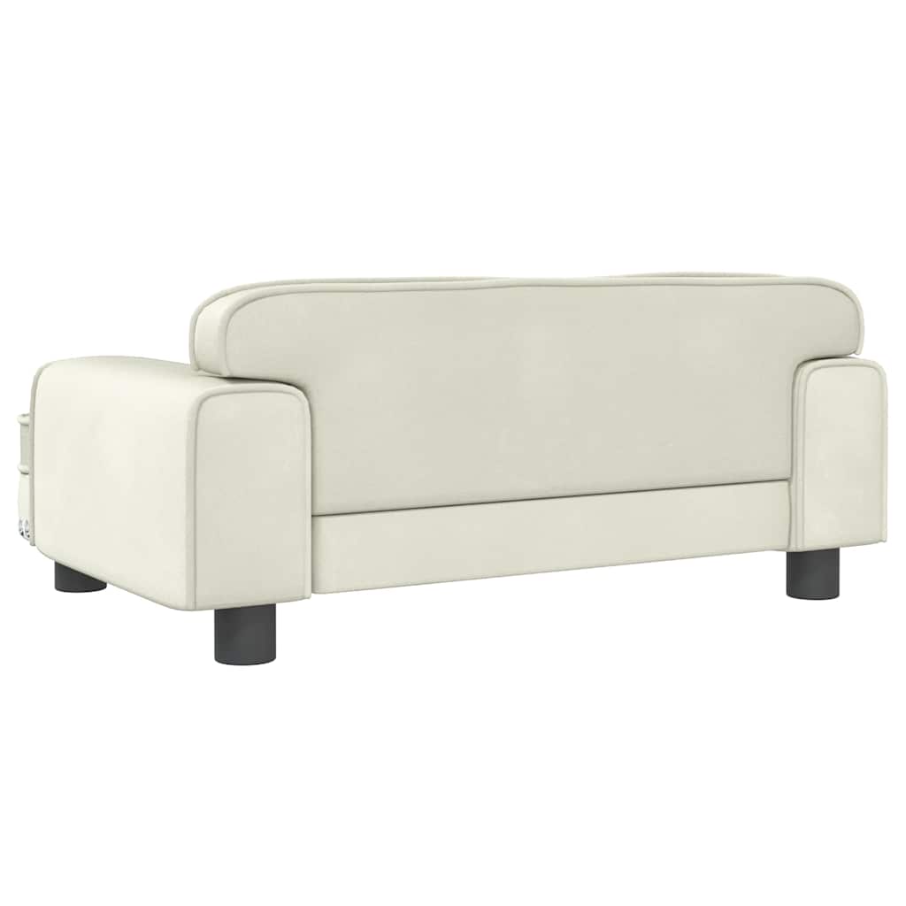 Kids Sofa Cream Velvet (100% polyester), solid pine wood, plastic