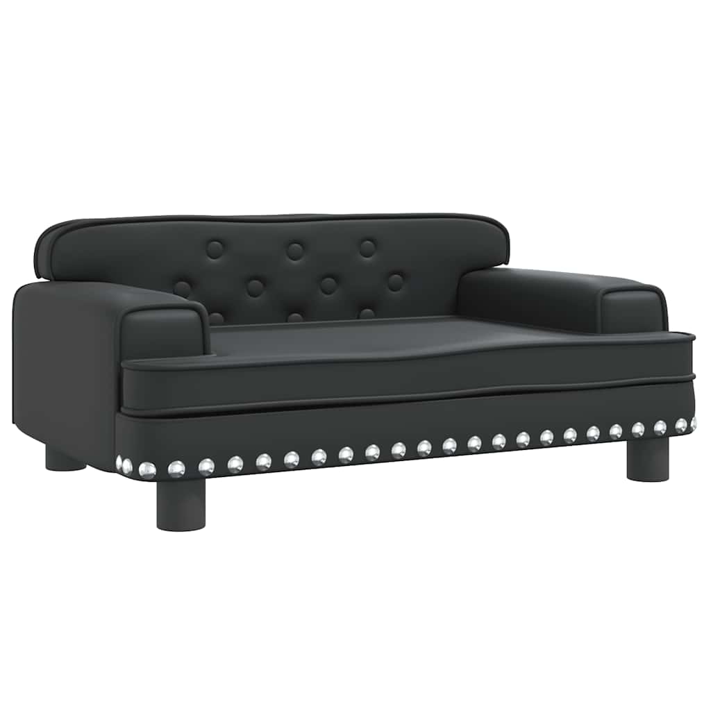 Kids Sofa Black Faux leather, solid pine wood, foam Mini Modern