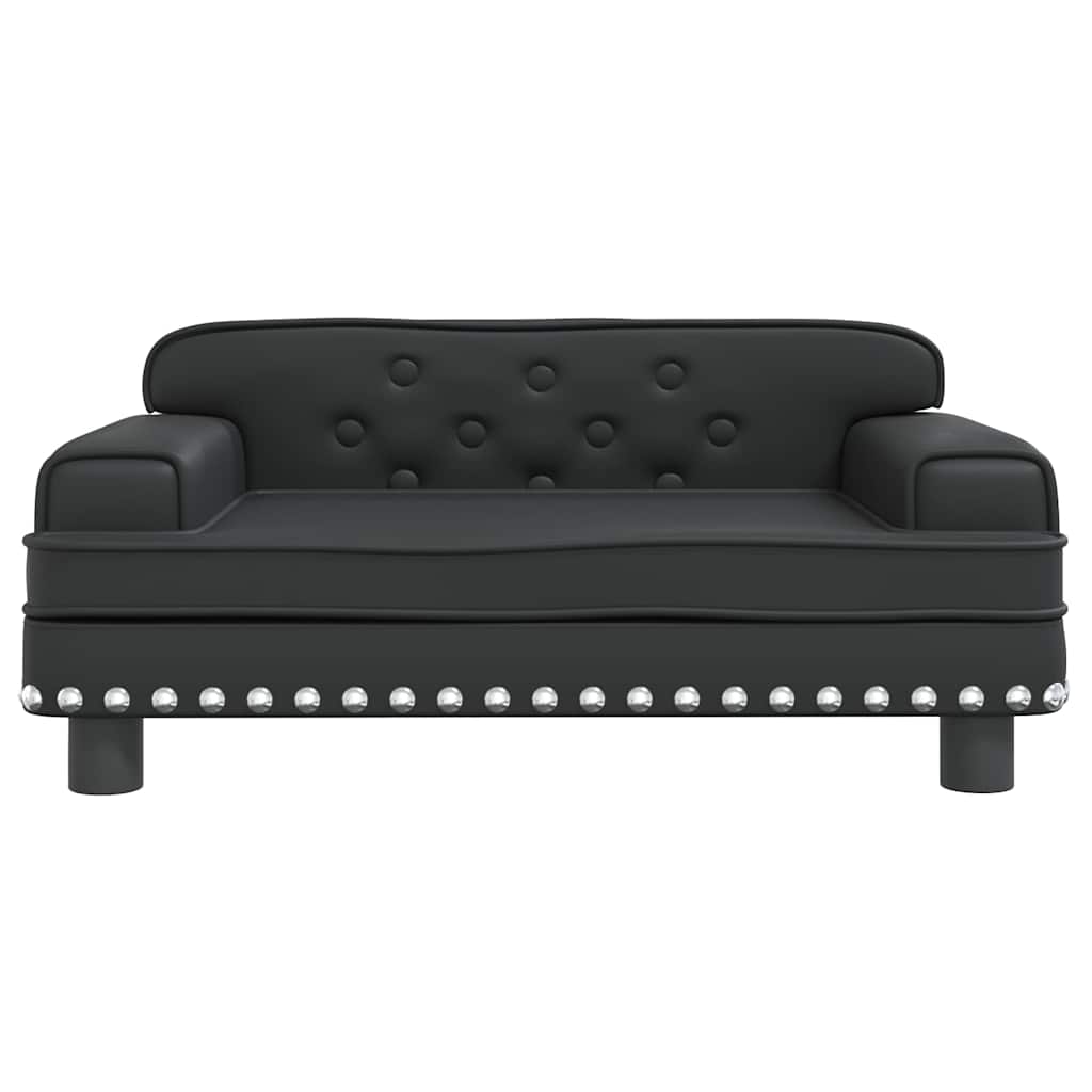 Kids Sofa Black Faux leather, solid pine wood, foam Mini Modern