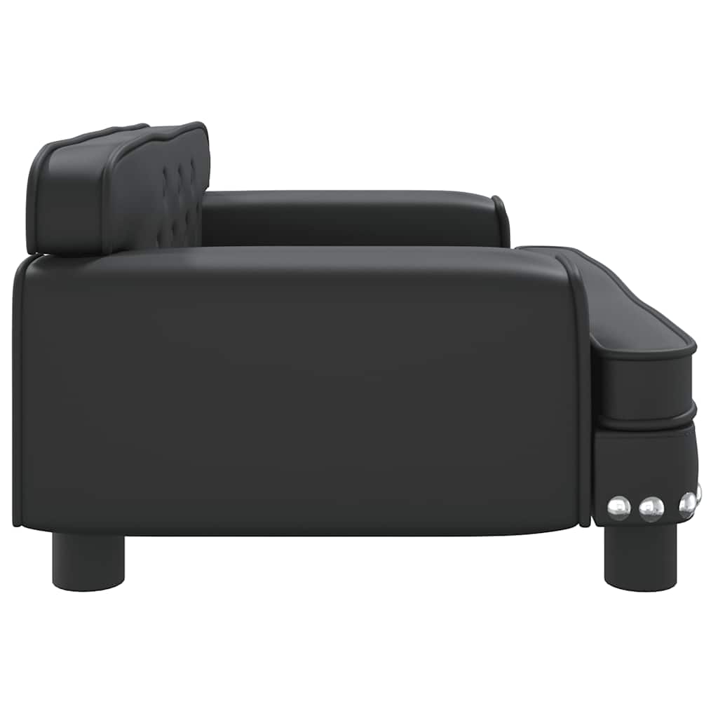 Kids Sofa Black Faux leather, solid pine wood, foam Mini Modern