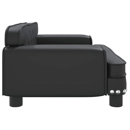 Kids Sofa Black Faux leather, solid pine wood, foam Mini Modern