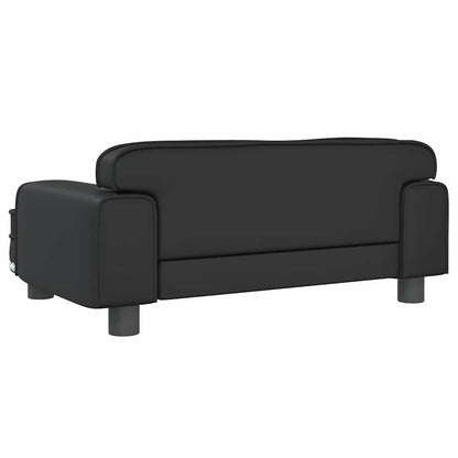Kids Sofa Black Faux leather, solid pine wood, foam Mini Modern