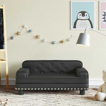 Kids Sofa Black Faux leather, solid pine wood, foam Mini Modern