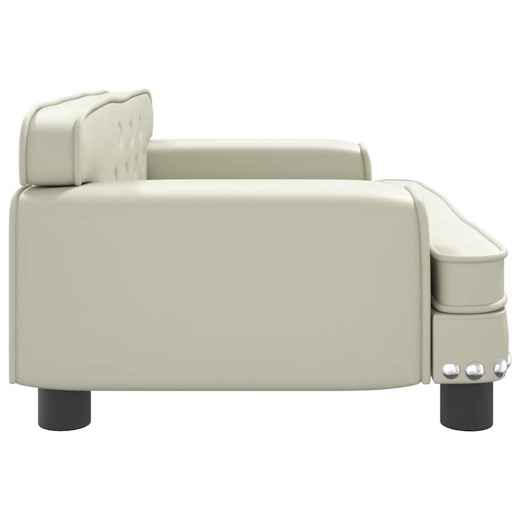 Kids Sofa Cream Faux Leather Mini Kids Sofa Rectangular
