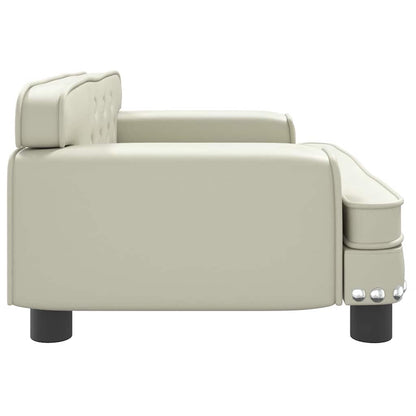 Kids Sofa Cream Faux Leather Mini Kids Sofa Rectangular