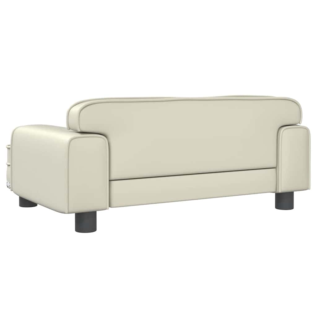 Kids Sofa Cream Faux Leather Mini Kids Sofa Rectangular