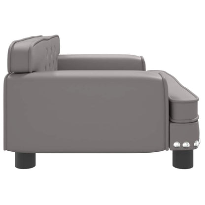 Kids Sofa Grey Faux Leather Mini Attractive Design Kids Sofa