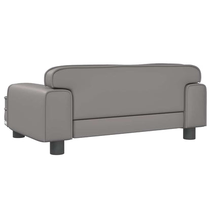Kids Sofa Grey Faux Leather Mini Attractive Design Kids Sofa
