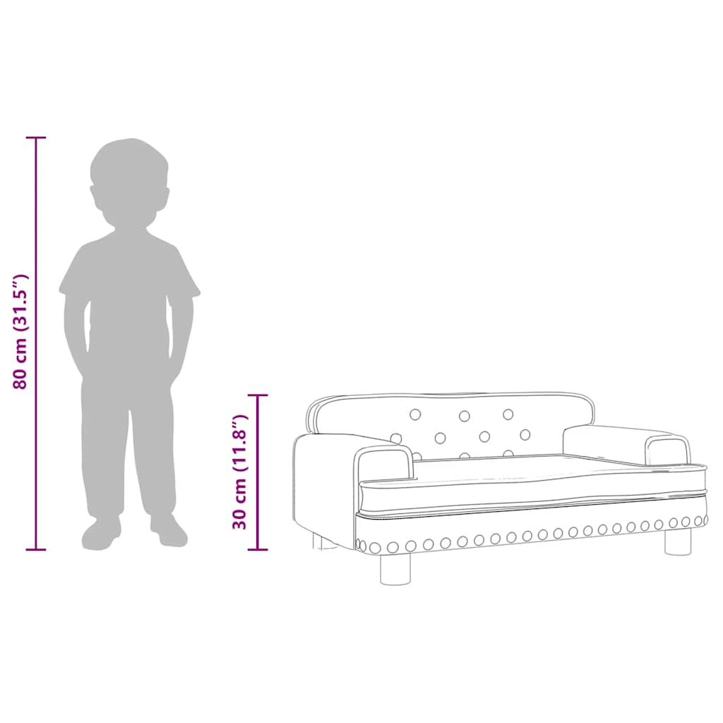 Kids Sofa Cappuccino Faux Leather, Solid Pine Wood, Foam Mini