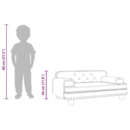 Kids Sofa Cappuccino Faux Leather, Solid Pine Wood, Foam Mini