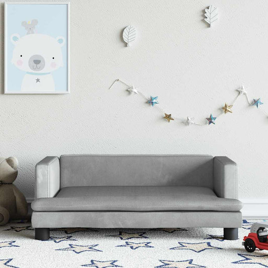 Kids Sofa Light grey Velvet, solid pine wood, foam Mini Durable