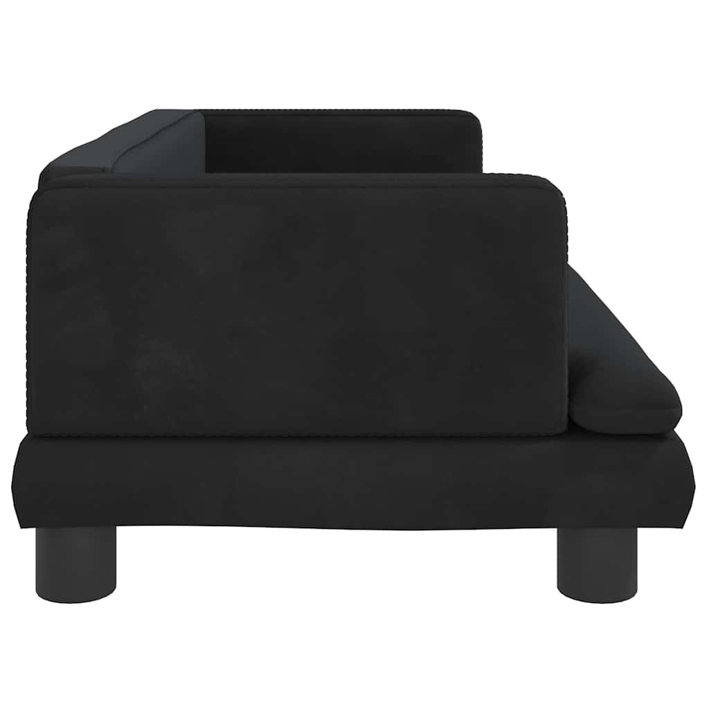 Kids Sofa Black Velvet, Solid Pine Wood, Plastic Mini Durable