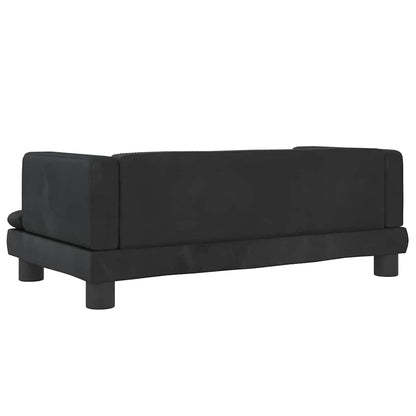 Kids Sofa Black Velvet, Solid Pine Wood, Plastic Mini Durable
