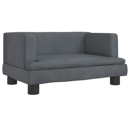 Kids Sofa Dark Grey Velvet, solid pine wood, plastic Mini