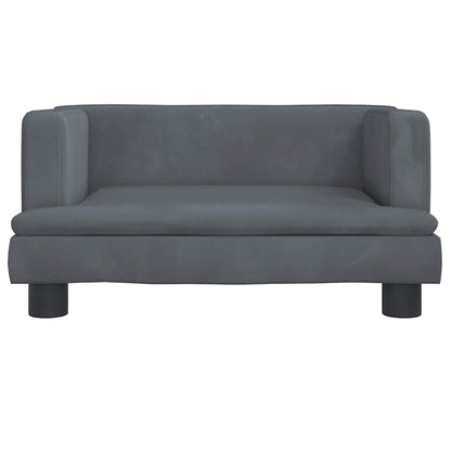Kids Sofa Dark Grey Velvet, solid pine wood, plastic Mini