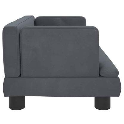 Kids Sofa Dark Grey Velvet, solid pine wood, plastic Mini