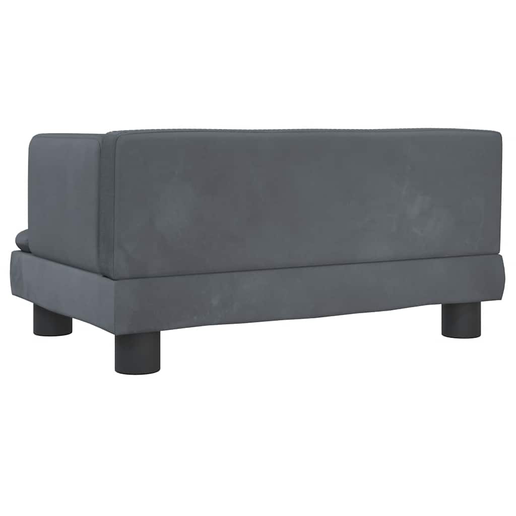 Kids Sofa Dark Grey Velvet, solid pine wood, plastic Mini