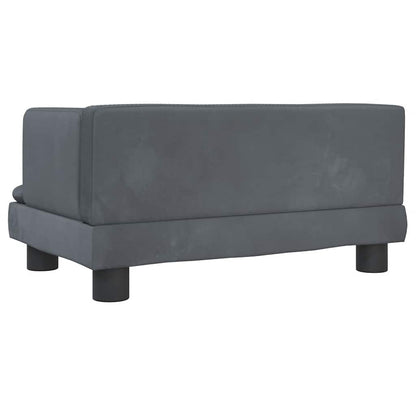 Kids Sofa Dark Grey Velvet, solid pine wood, plastic Mini