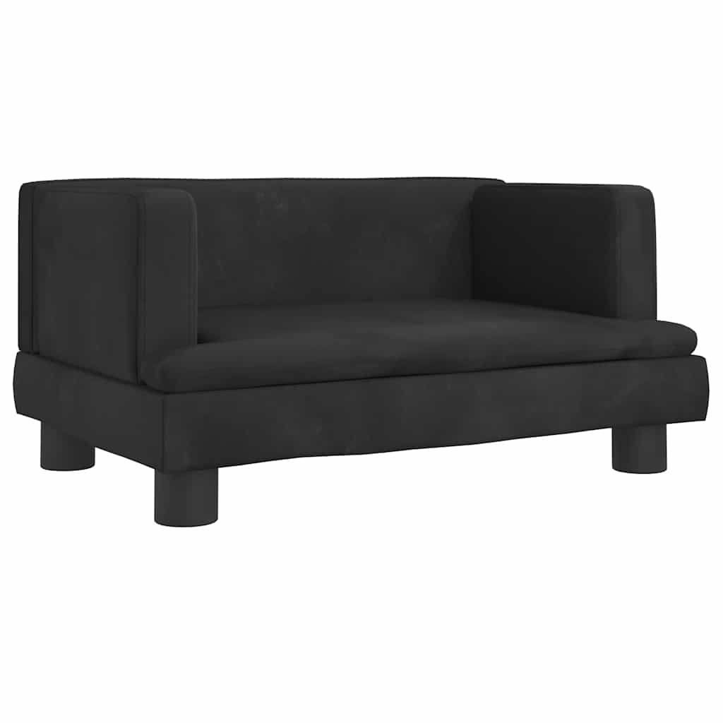 Kids Sofa Black Velvet, Pine Wood, Foam Mini Durable Kids Sofa