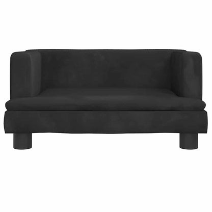 Kids Sofa Black Velvet, Pine Wood, Foam Mini Durable Kids Sofa