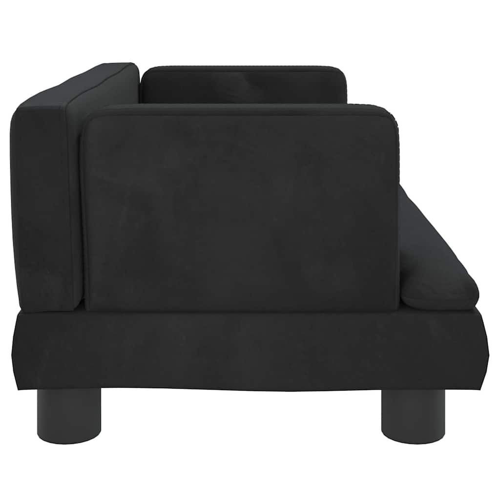 Kids Sofa Black Velvet, Pine Wood, Foam Mini Durable Kids Sofa