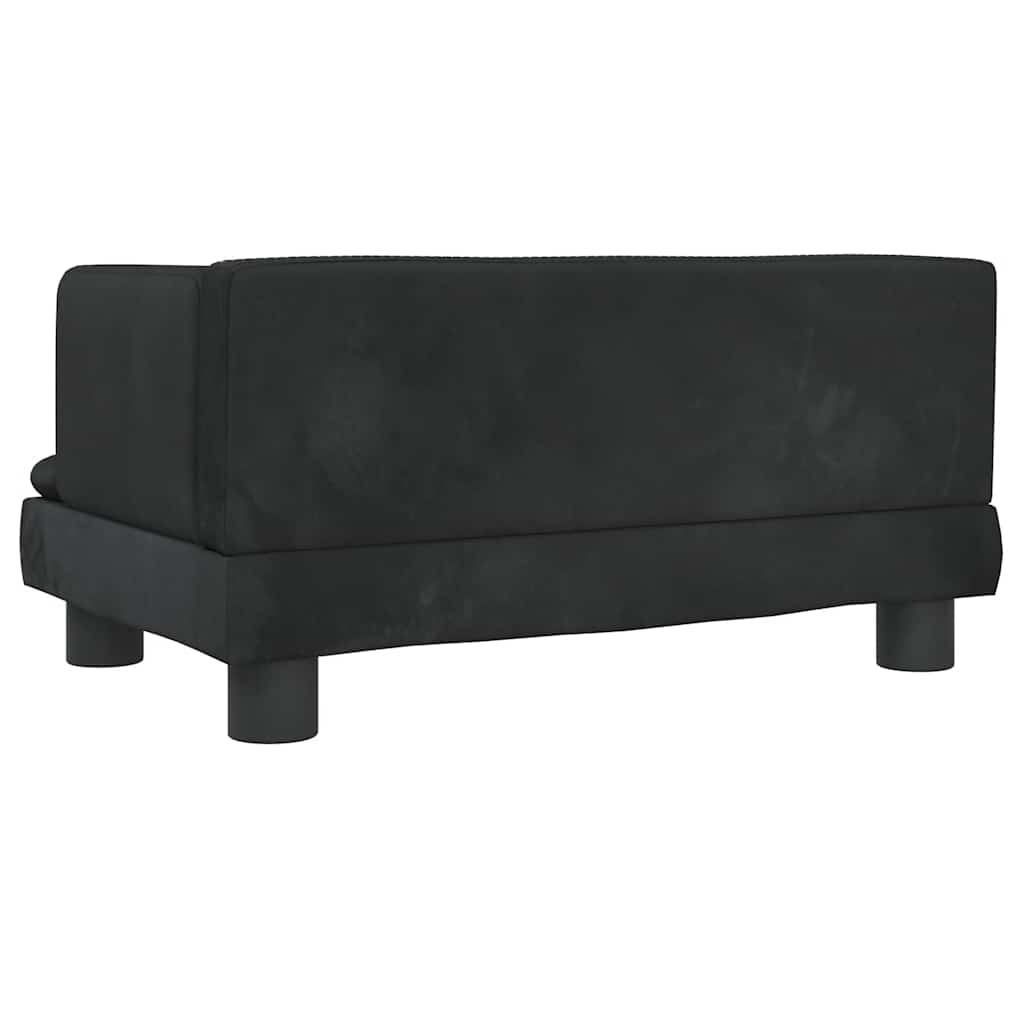 Kids Sofa Black Velvet, Pine Wood, Foam Mini Durable Kids Sofa