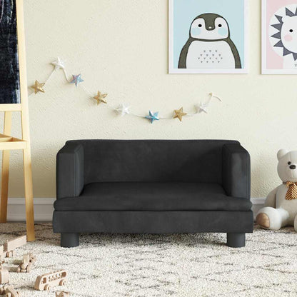 Kids Sofa Black Velvet, Pine Wood, Foam Mini Durable Kids Sofa