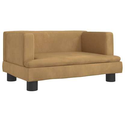 Kids Sofa Brown Velvet, solid pine wood, plastic Mini Cool Design