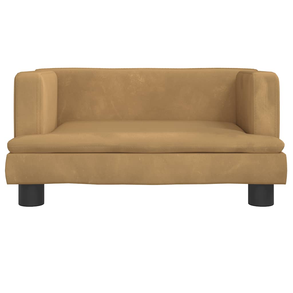 Kids Sofa Brown Velvet, solid pine wood, plastic Mini Cool Design