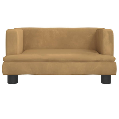 Kids Sofa Brown Velvet, solid pine wood, plastic Mini Cool Design