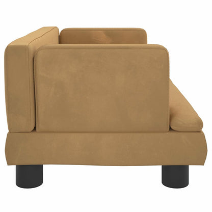 Kids Sofa Brown Velvet, solid pine wood, plastic Mini Cool Design