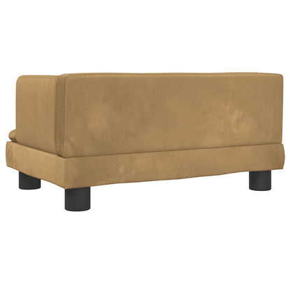 Kids Sofa Brown Velvet, solid pine wood, plastic Mini Cool Design