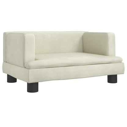 Kids Sofa Cream Velvet, Solid Pine Wood, Plastic Mini