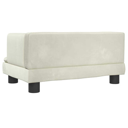 Kids Sofa Cream Velvet, Solid Pine Wood, Plastic Mini