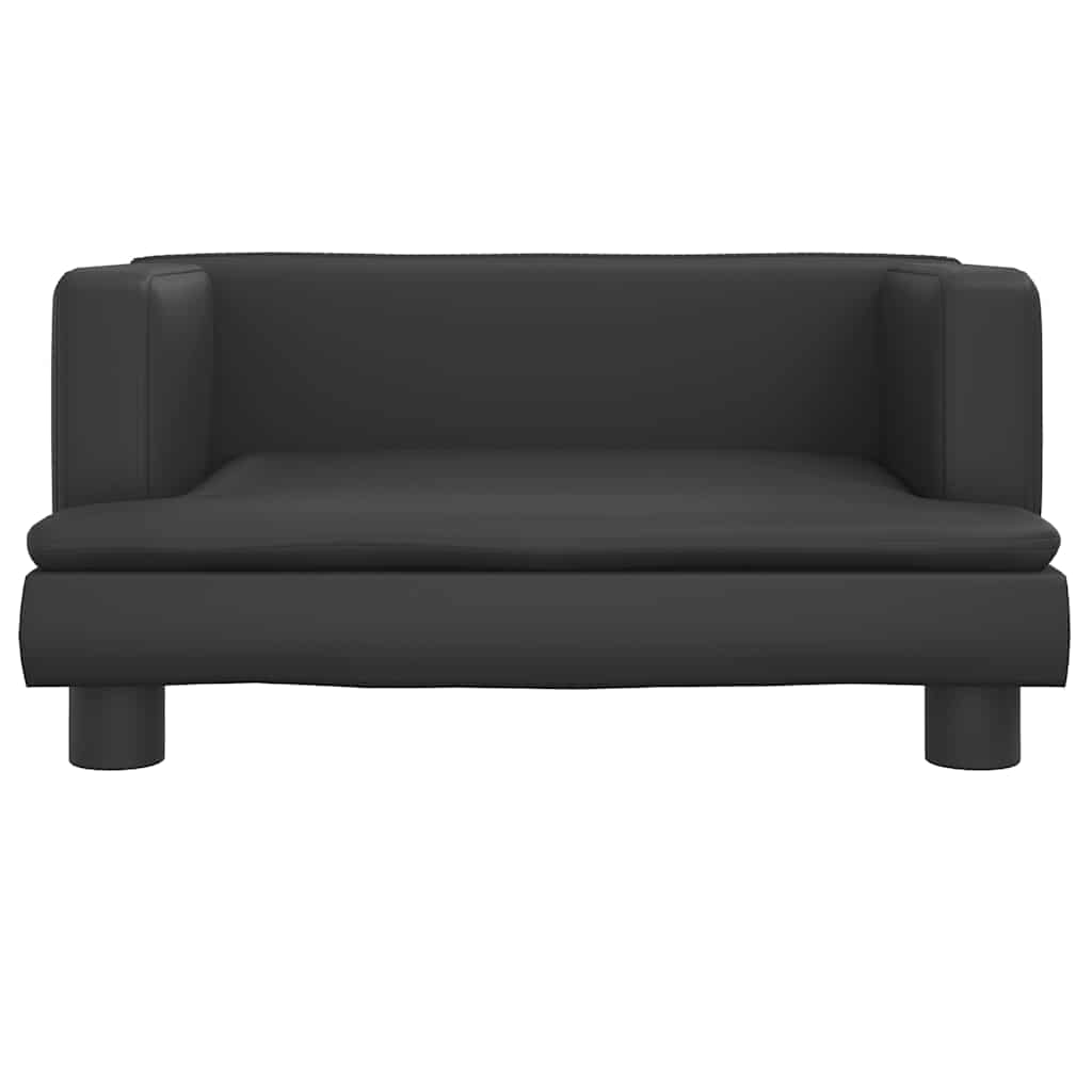 Kids Sofa Black Faux leather, solid pine wood, foam Mini Durable