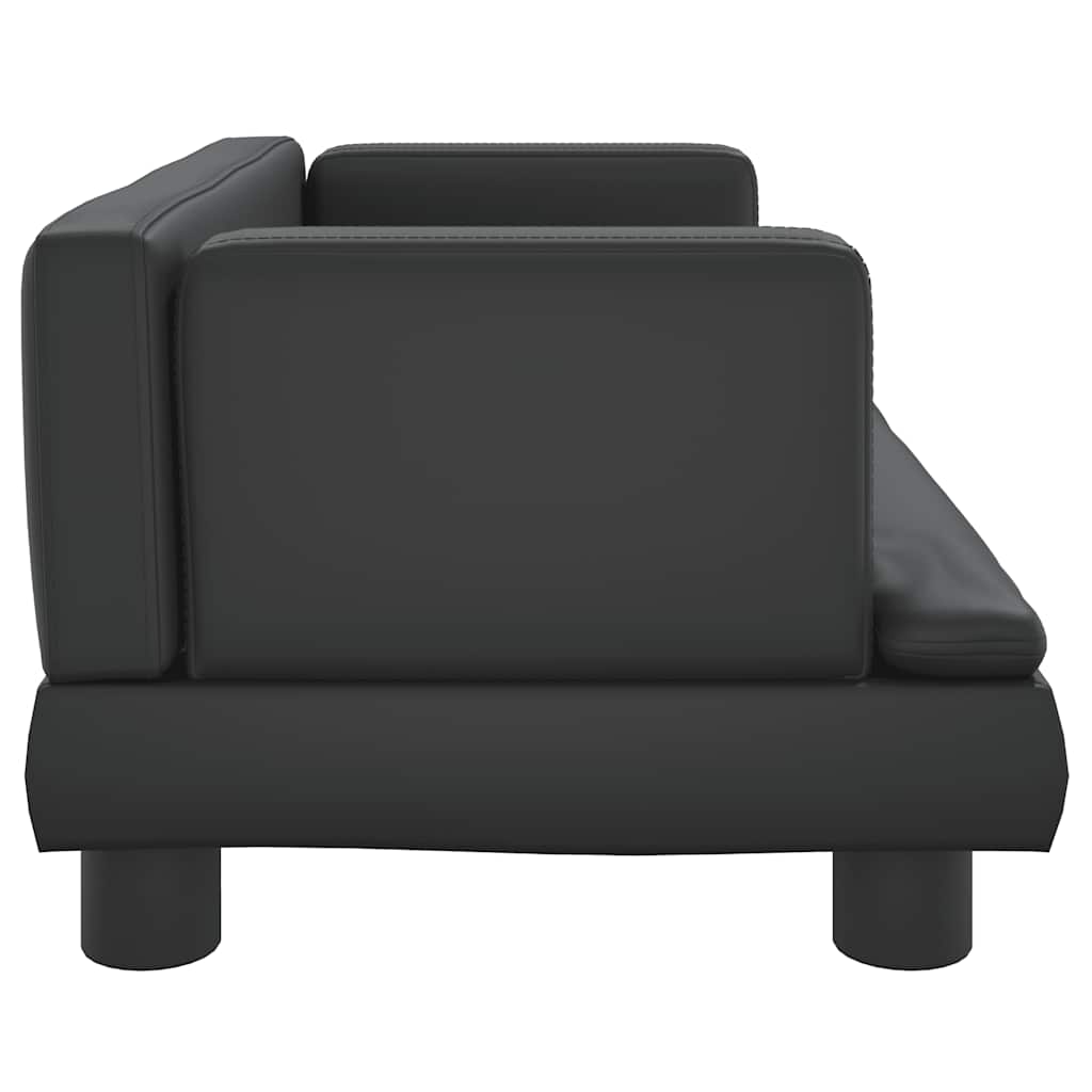 Kids Sofa Black Faux leather, solid pine wood, foam Mini Durable