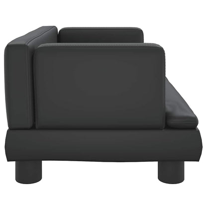 Kids Sofa Black Faux leather, solid pine wood, foam Mini Durable