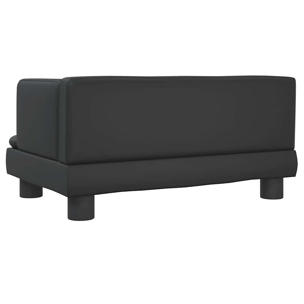 Kids Sofa Black Faux leather, solid pine wood, foam Mini Durable