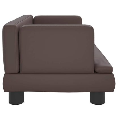 Kids Sofa Brown Faux Leather Mini Durable Kids Sofa
