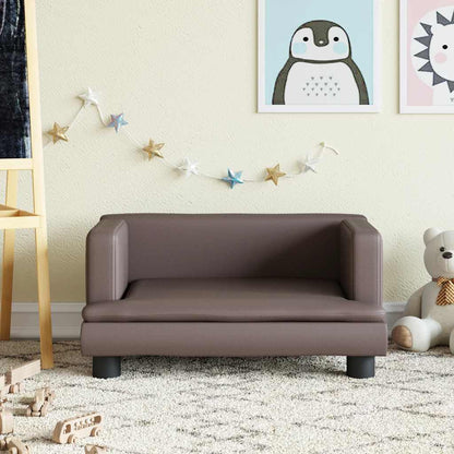 Kids Sofa Brown Faux Leather Mini Durable Kids Sofa