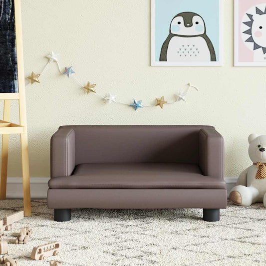 Kids Sofa Brown Faux Leather Mini Durable Kids Sofa