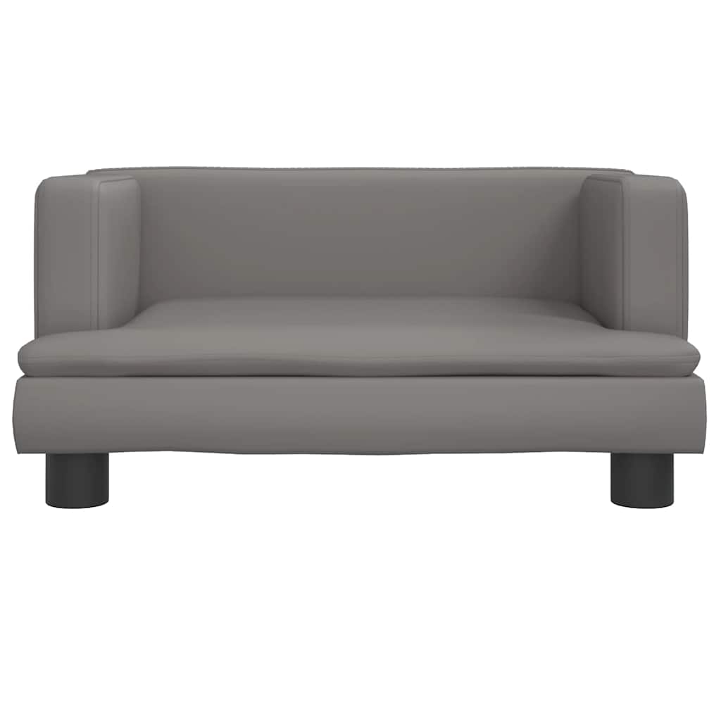 Kids Sofa Grey Faux leather, solid pine wood, foam Mini Modern