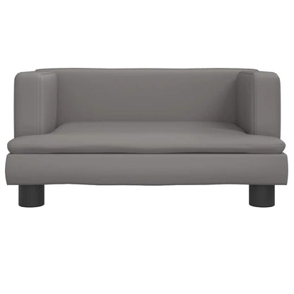Kids Sofa Grey Faux leather, solid pine wood, foam Mini Modern