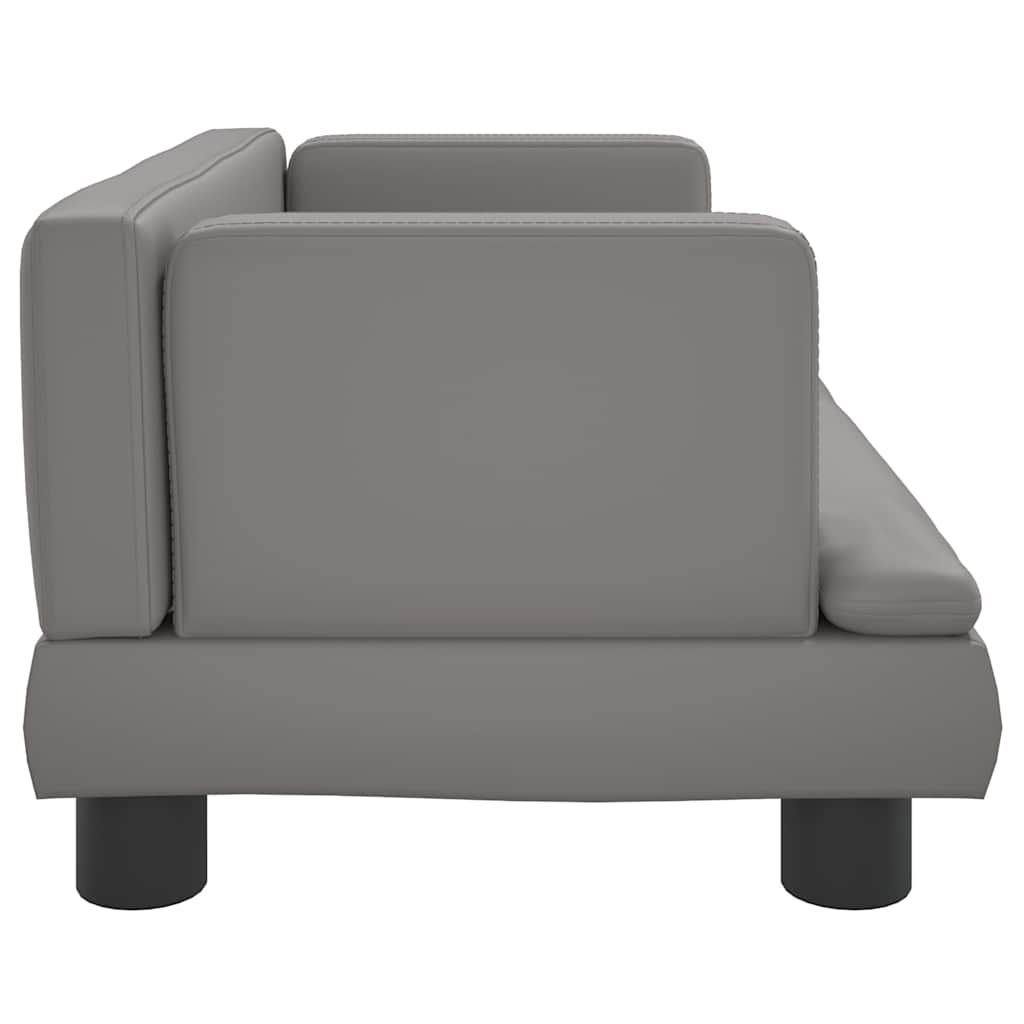 Kids Sofa Grey Faux leather, solid pine wood, foam Mini Modern