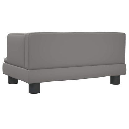 Kids Sofa Grey Faux leather, solid pine wood, foam Mini Modern