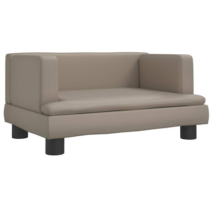 Kids Sofa Cappuccino Faux Leather, Solid Pine Wood, Foam Mini